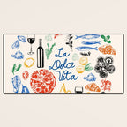 La Dolce Vita Colorful Italian Cuisine Food Doodles Desk Mat Gallery Image 3