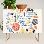 La Dolce Vita Colorful Italian Cuisine Food Doodles Credenza Gallery Image 1