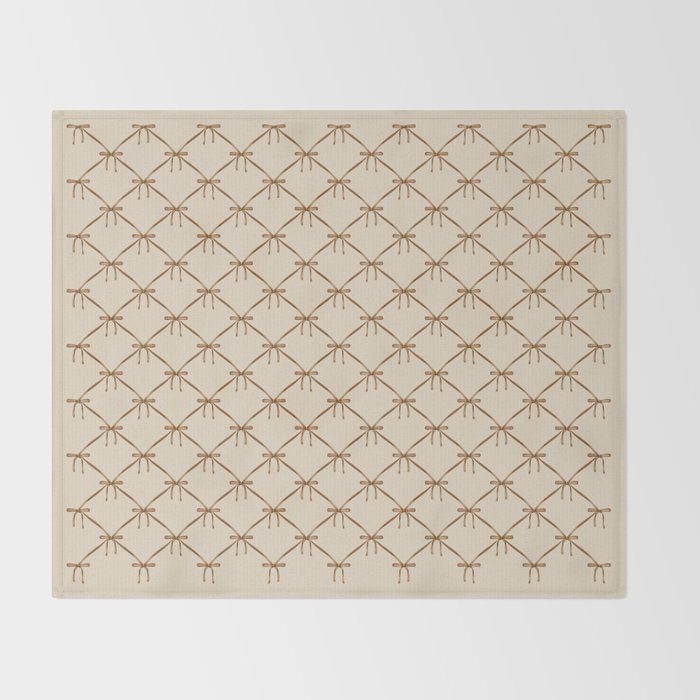 Bows & Ribbons Pattern LVI Neutral Beige Throw Blanket Gallery Image 2