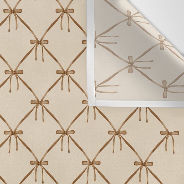 Bows & Ribbons Pattern LVI Neutral Beige Wall Tapestry Gallery Image 3
