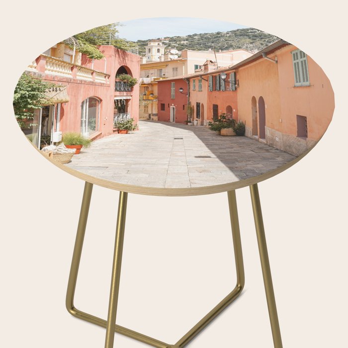 Pastel Color Street In Villefranche Sur Mer, France Photo | Summer Travel Photography Art Print | Colorful Houses In Europe Side Table Gallery Image 2