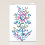 Folk Floral - Cyan, pink and yellow Stationery Card Gallery Image 2