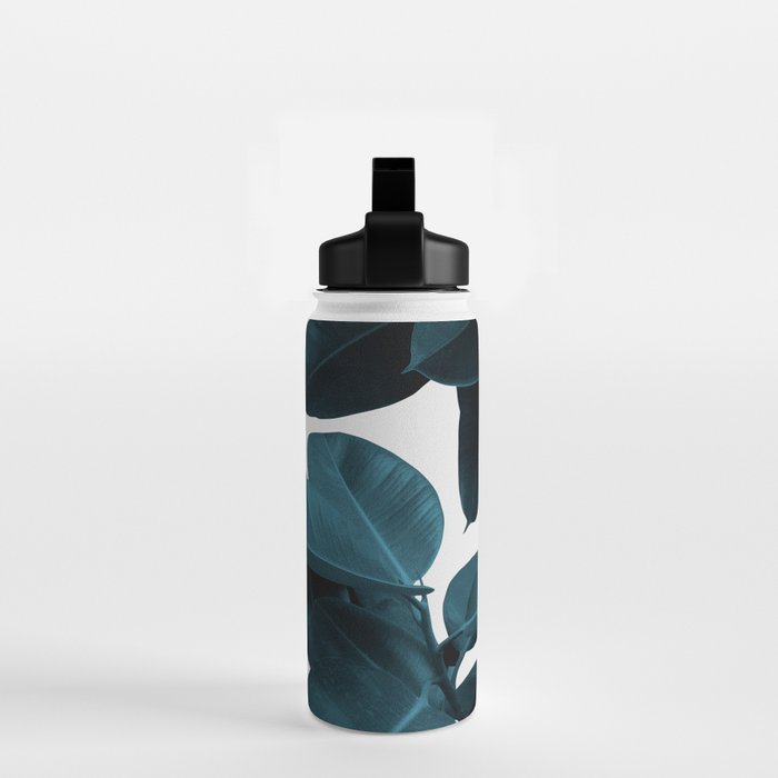 Indigo Blue Plant Leaves Water Bottle Gallery Image 2