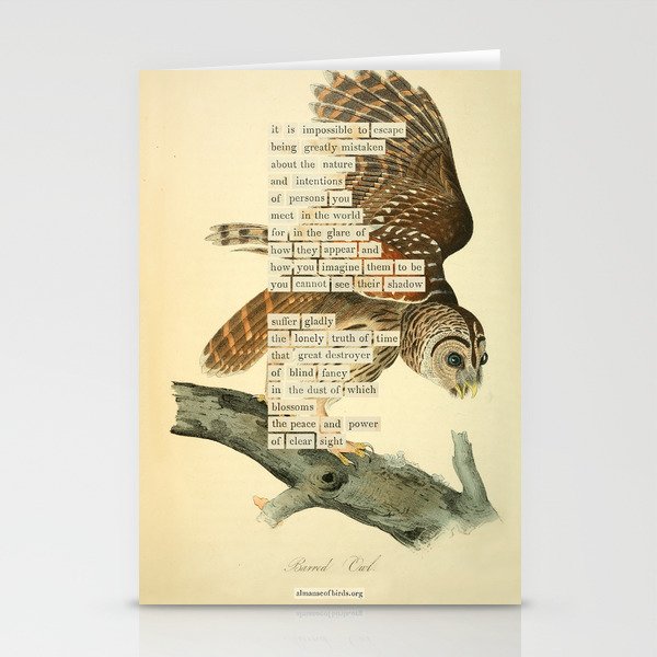 Bird Divinations: Barred Owl (about: almanacofbirds.org) Stationery Card Gallery Image 2