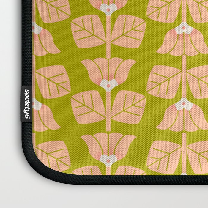 Retro Peach Blossoms Pattern - Green Laptop Sleeve Gallery Image 3