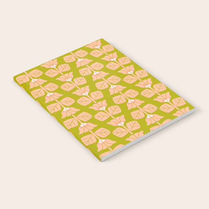 Retro Peach Blossoms Pattern - Green Notebook Gallery Image 2