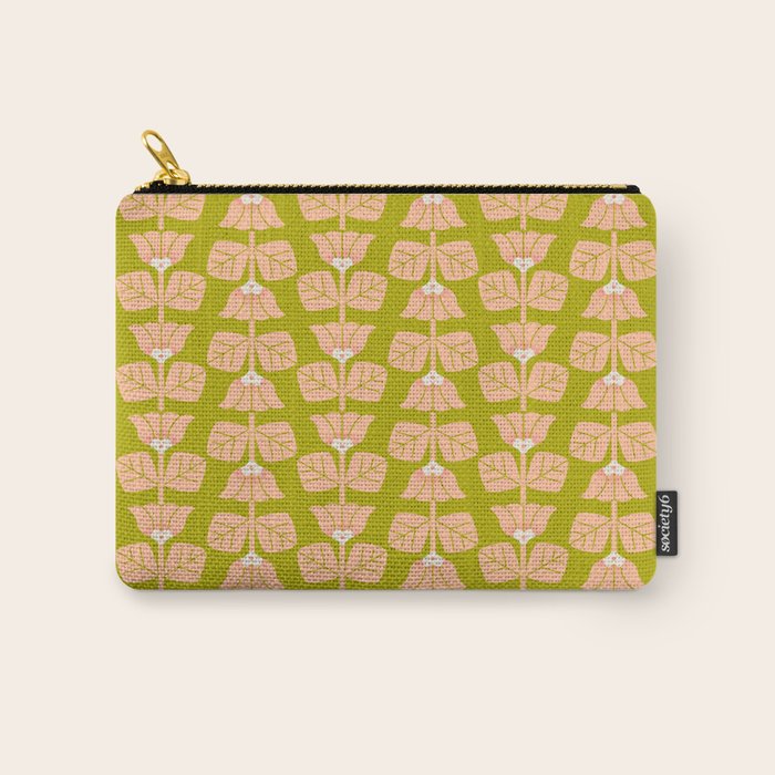 Retro Peach Blossoms Pattern - Green Carry All Pouch Gallery Image 1