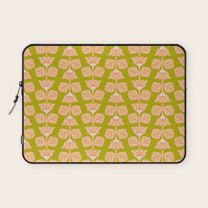Retro Peach Blossoms Pattern - Green Laptop Sleeve Gallery Image 1