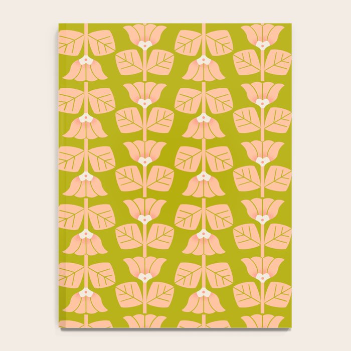 Retro Peach Blossoms Pattern - Green Notebook Gallery Image 4