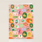 Vintage fruit sticker label cartoon pattern Stationery Card Gallery Image 2