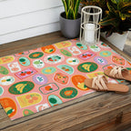 Vintage fruit sticker label cartoon pattern Outdoor Rug Gallery Image 2