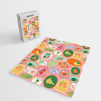 Vintage fruit sticker label cartoon pattern Jigsaw Puzzle Gallery Image 2