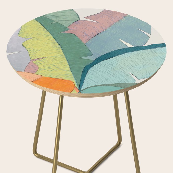 Banana leaves pastel colors Side Table Gallery Image 2