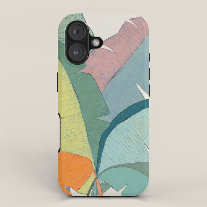 Banana leaves pastel colors iPhone Case Gallery Image 1