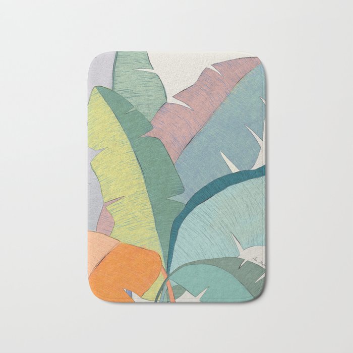 Banana leaves pastel colors Bath Mat Gallery Image 1