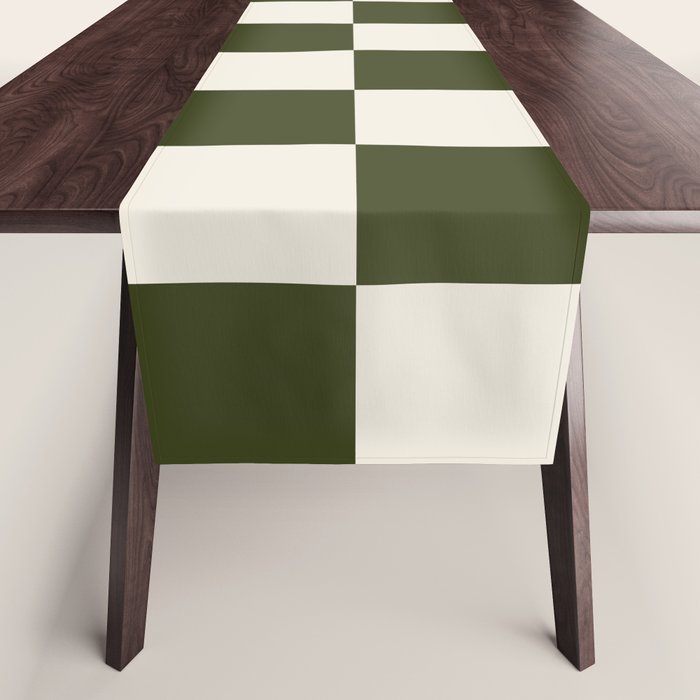 Checkered (Olive Cream) Table Runner Gallery Image 1
