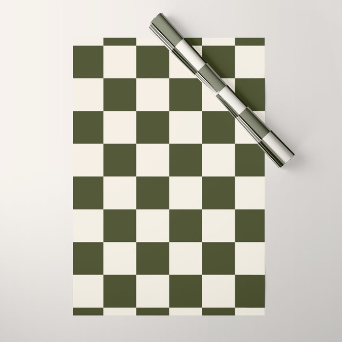 Checkered (Olive Cream) Wrapping Paper Gallery Image 1