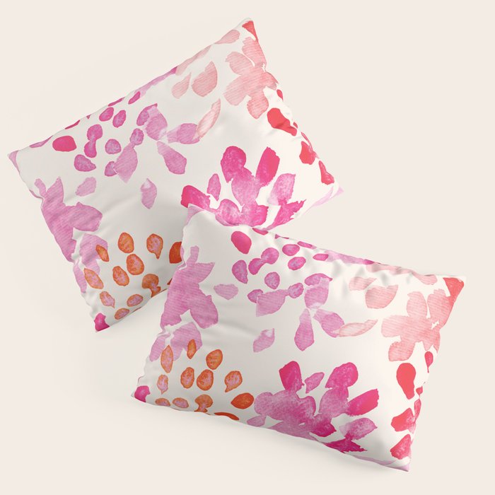 Watercolor flowers in pink and red pattern Pillow Sham Gallery Image 1
