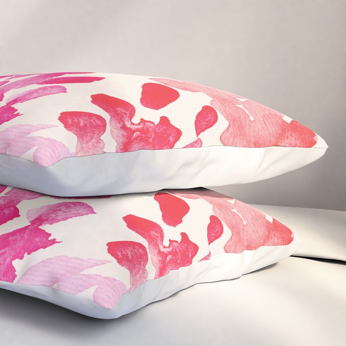 Watercolor flowers in pink and red pattern Pillow Sham Gallery Image 3