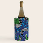 Authentic Aboriginal Art - The River (green) Wine Chiller Gallery Image 1