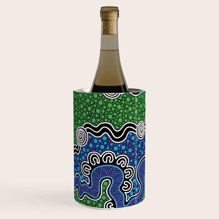 Authentic Aboriginal Art - The River (green) Wine Chiller Gallery Image 2