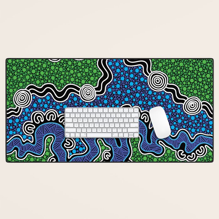 Authentic Aboriginal Art - The River (green) Desk Mat Gallery Image 1