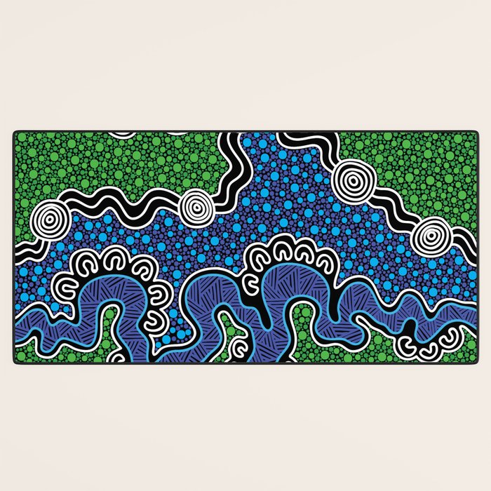 Authentic Aboriginal Art - The River (green) Desk Mat Gallery Image 3