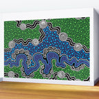 Authentic Aboriginal Art - The River (green) Wall Mural Gallery Image 2