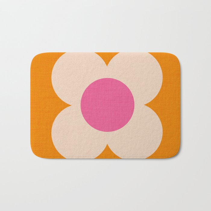 Retro Blossom - orange pink Bath Mat Gallery Image 1