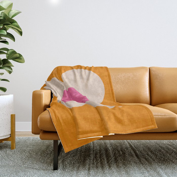 Retro Blossom - orange pink Throw Blanket Gallery Image 1