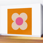 Retro Blossom - orange pink Wall Mural Gallery Image 2