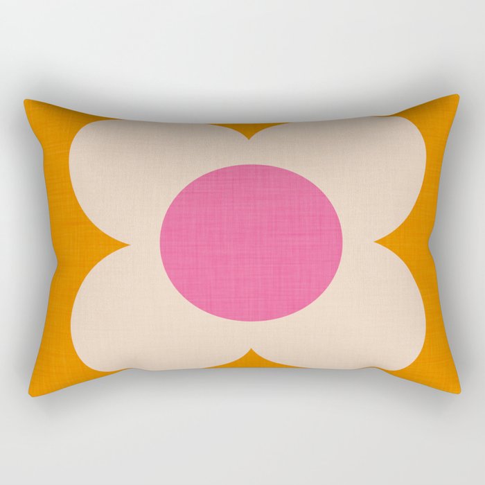 Retro Blossom - orange pink Rectangular Pillow Gallery Image 1
