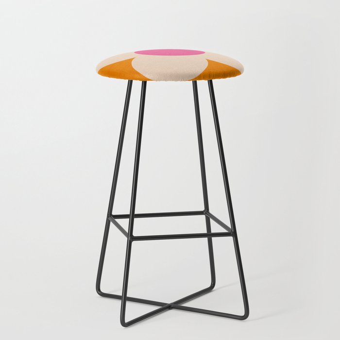 Retro Blossom - orange pink Stool Gallery Image 1