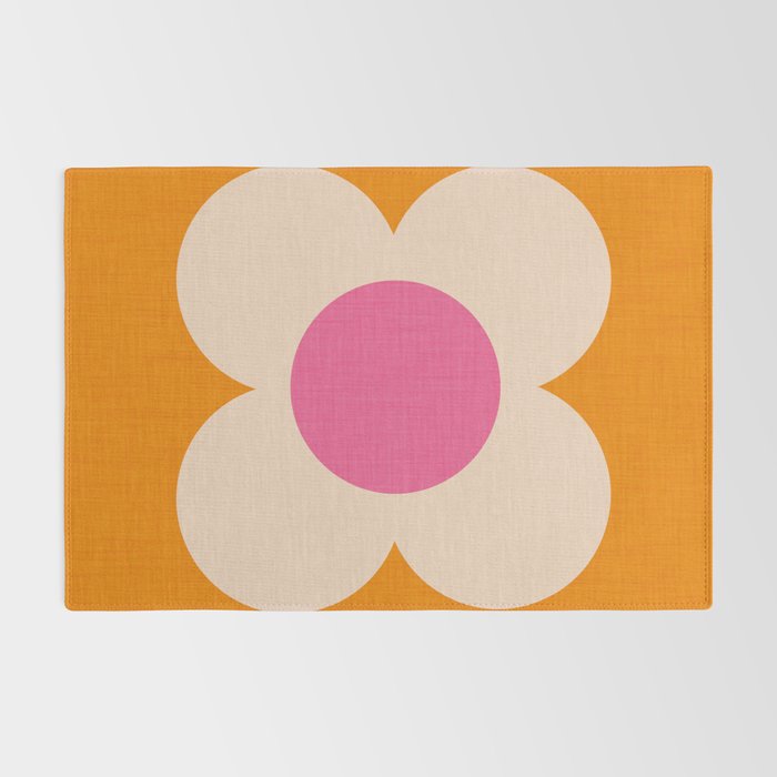 Retro Blossom - orange pink Rug Gallery Image 2