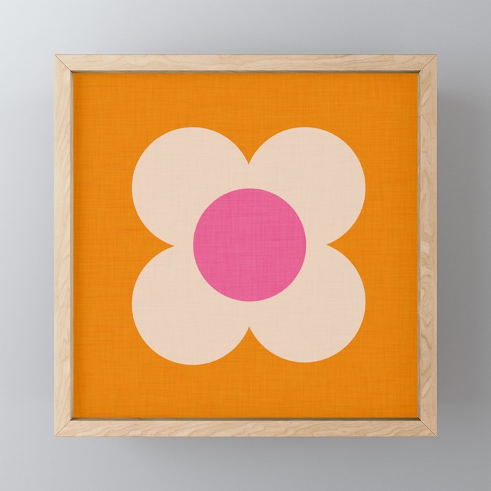 Retro Blossom - orange pink Mini Art Print Gallery Image 1