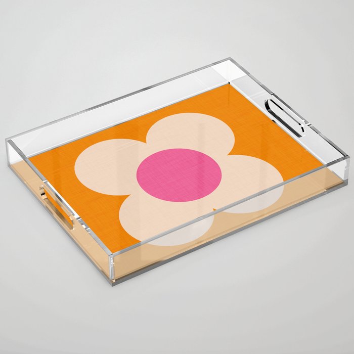 Retro Blossom - orange pink Acrylic Tray Gallery Image 1