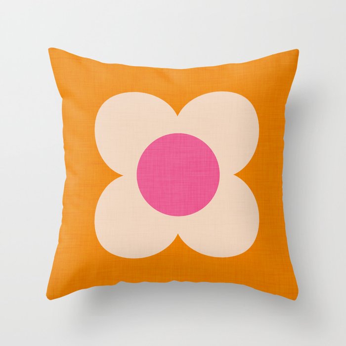 Retro Blossom - orange pink Throw Pillow Gallery Image 6