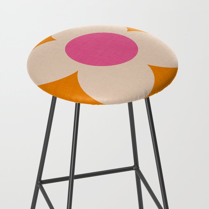 Retro Blossom - orange pink Stool Gallery Image 2