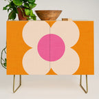 Retro Blossom - orange pink Credenza Gallery Image 1