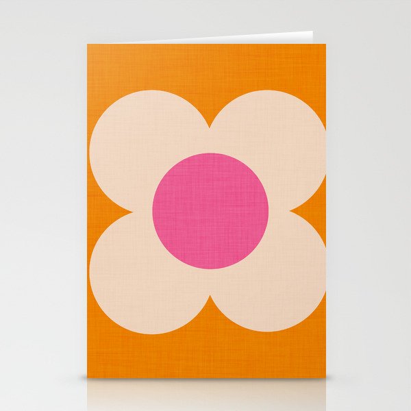 Retro Blossom - orange pink Stationery Card Gallery Image 1
