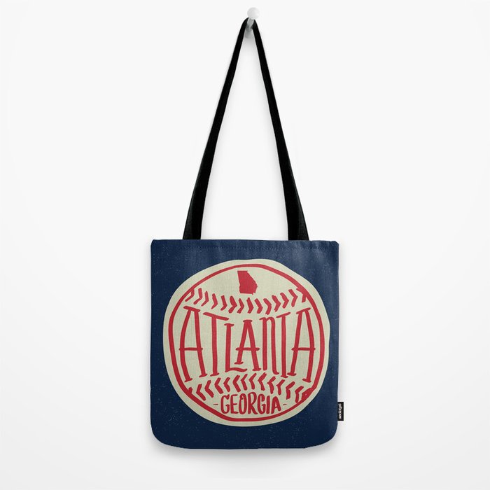 Atlanta Georgia Baseball - Hand Drawn, Script Typography Tote Bag Gallery Image 2