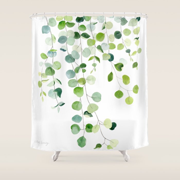 Eucalyptus Watercolor 6 Shower Curtain Gallery Image 1