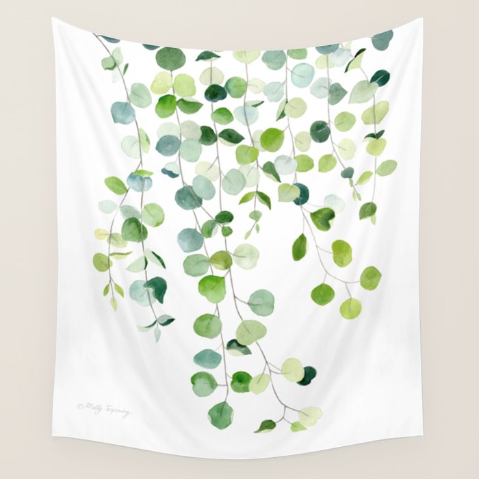 Eucalyptus Watercolor 6 Wall Tapestry Gallery Image 4