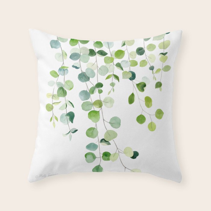 Eucalyptus Watercolor 6 Throw Pillow Gallery Image 1