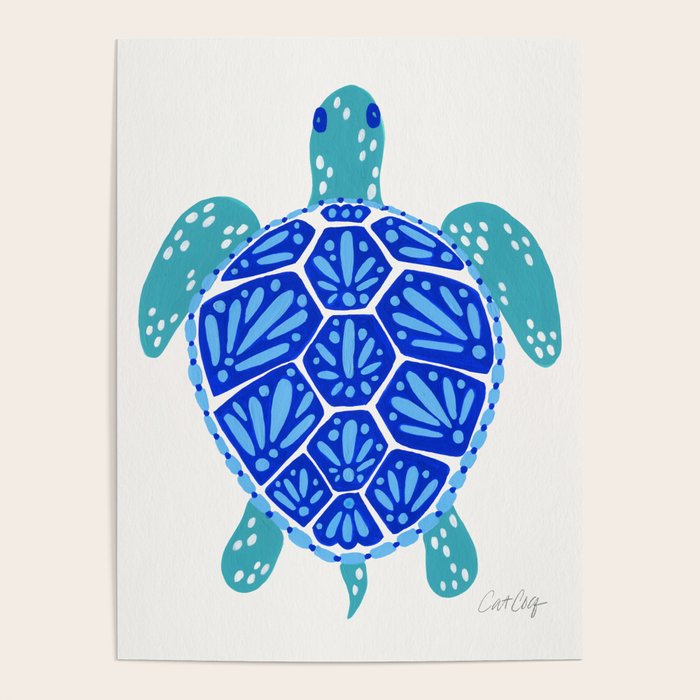 Sea Turtle - Blue Palette Poster Gallery Image 4