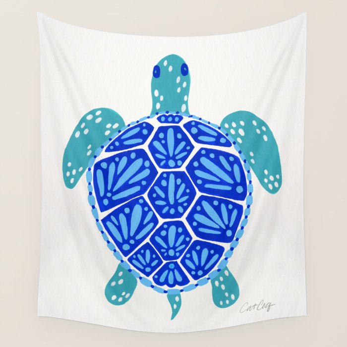 Sea Turtle - Blue Palette Wall Tapestry Gallery Image 4