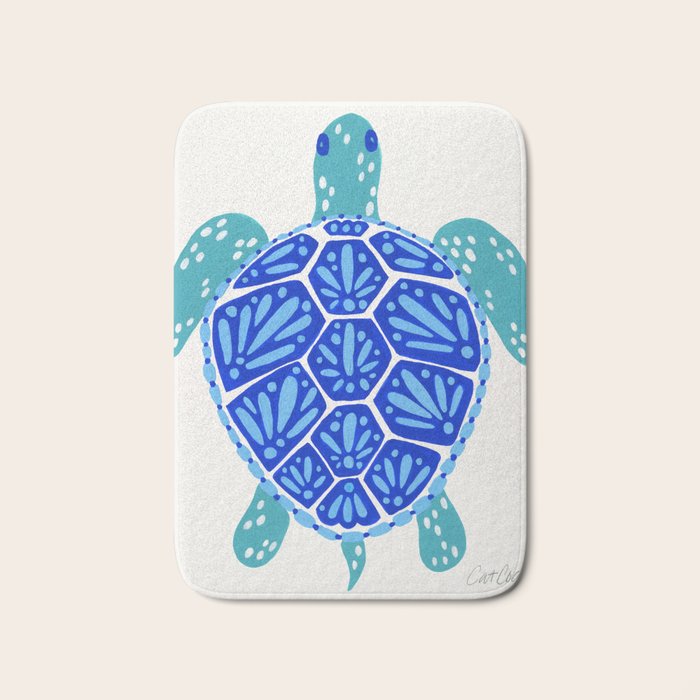 Sea Turtle - Blue Palette Bath Mat Gallery Image 1