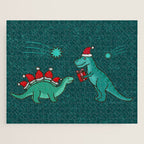 Cute Christmas Dinosaurs Dinos Dinosaur Jigsaw Puzzle Gallery Image 1
