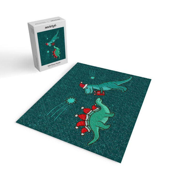 Cute Christmas Dinosaurs Dinos Dinosaur Jigsaw Puzzle Gallery Image 2
