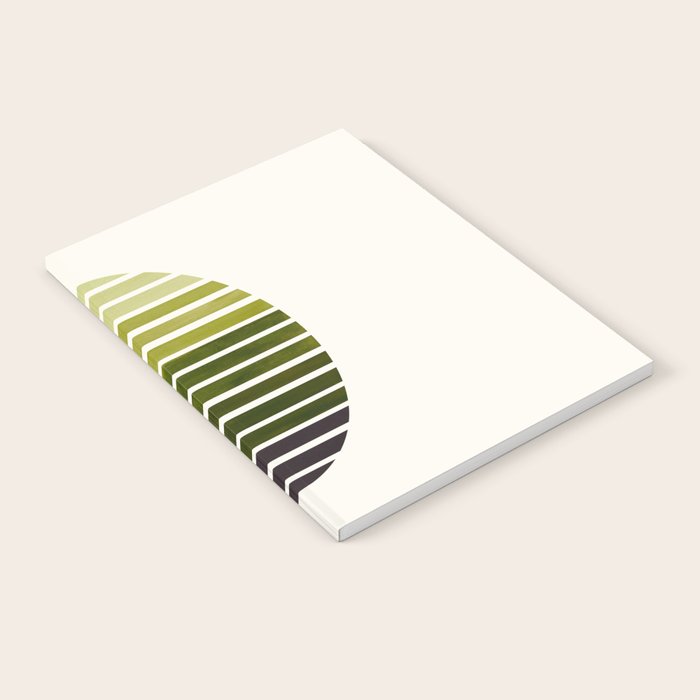 Olive Green Mid Century Modern Minimalist Scandinavian Colorful Stripes Geometric Pattern Round Circ Notebook Gallery Image 2